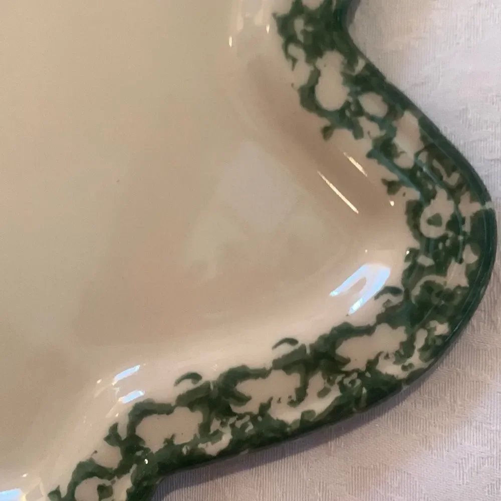 Henn Pottery Spongeware Tree Platter Plate Green